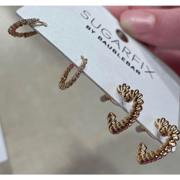 Sugarfix by BaubleBar Gold Toned Heart Earring Packs Lot of 2 - Picture 3 of 3